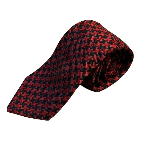 KILGOUR, FRENCH, & STANBURY Men's Neck Tie Printed Red Black England Silk - Picture 6 of 8